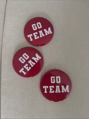 Red 'GO TEAM' Pinback Buttons - Set of 3